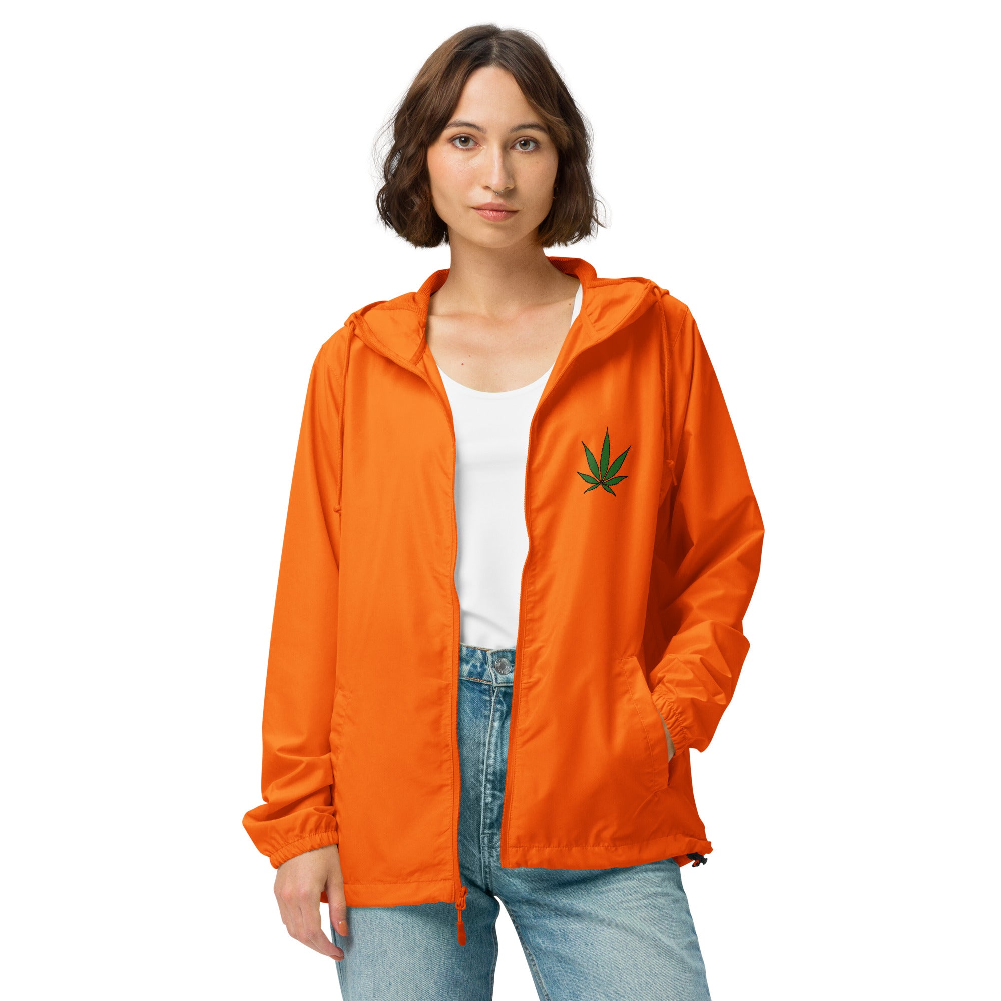 Unisex lightweight zip up windbreaker – Weed 'Merica!
